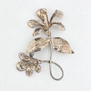 925 Large Vintage Flower Sterling Silver Brooch Pin 21g